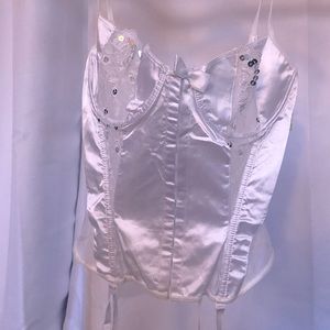 Delicate White Corset Top with Garter Straps
